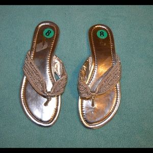 Silver flat sandals