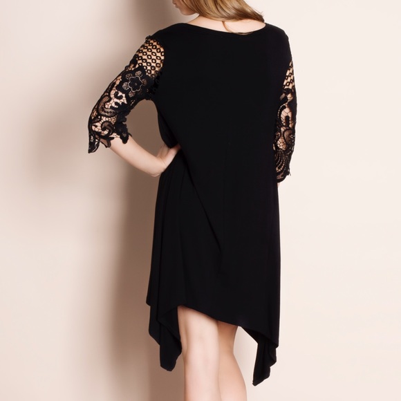 Crochet Sleeve Black Dress - Picture 3 of 4