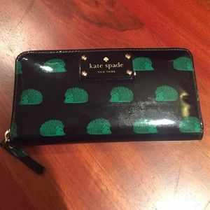 Kate Spade navy and Green hedgehog wallet