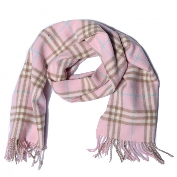 Pink plaid Burberry cashmere scarf