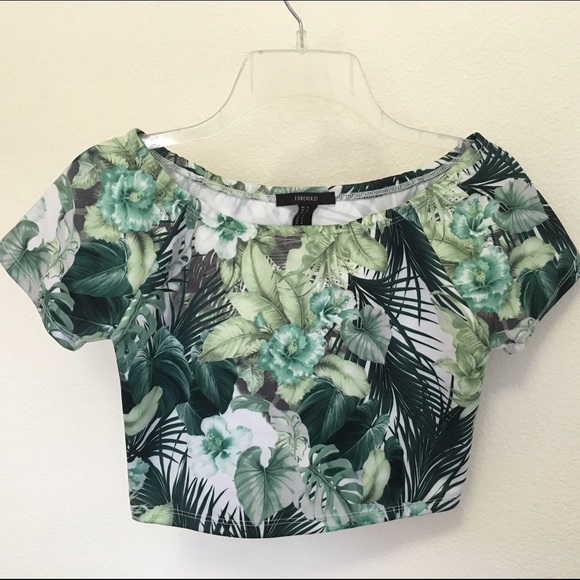 Palm Print Crop Trop - Picture 2 of 4