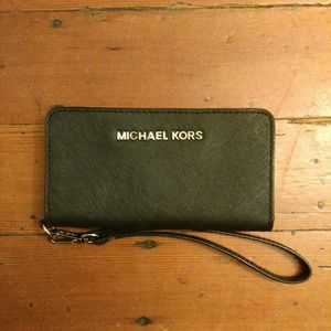 Michael Kors black wristlet wallet