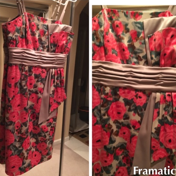 BCBG Satin Floral Dress