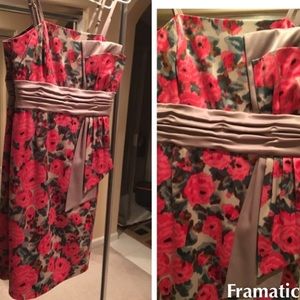 BCBG Satin Floral Dress