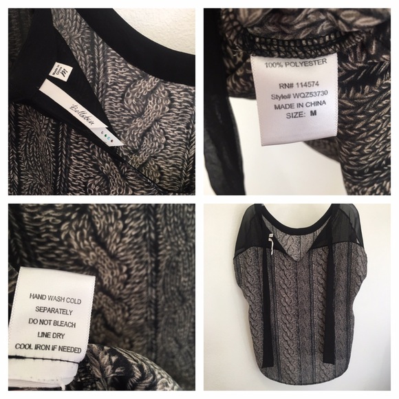 Cable Knit Printed Sheer Blouse - Picture 3 of 4