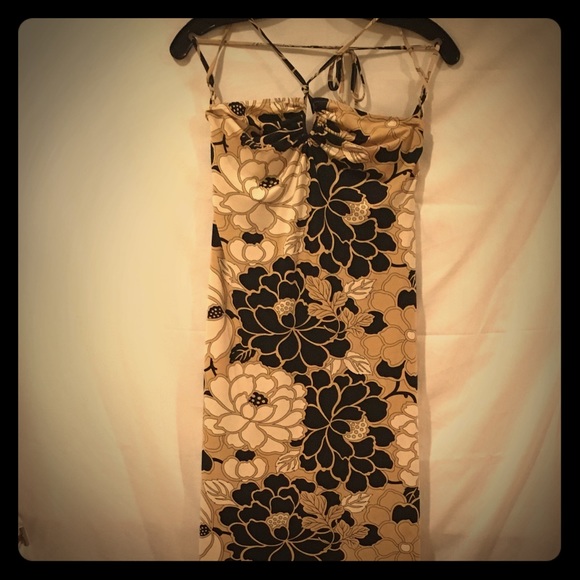 BCBG Floral Hawaiiana Retro Crisscross Strap Dress