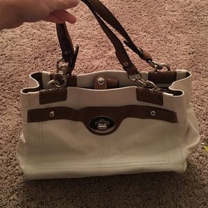 White leather Coach tote