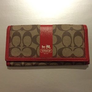 Coach Heritage Stripe Red Wallet