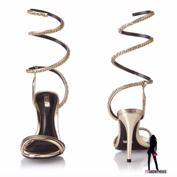 Schutz Gold Wrap Leather Sandals 8 9 - Picture 2 of 4