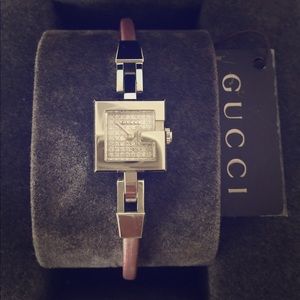Gucci Pave Diamond Mini-G 102 Satin Bangle Watch