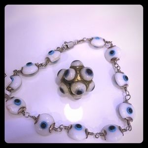 Sterling Silver Evil Eye Lucky Bracelet & Pendant