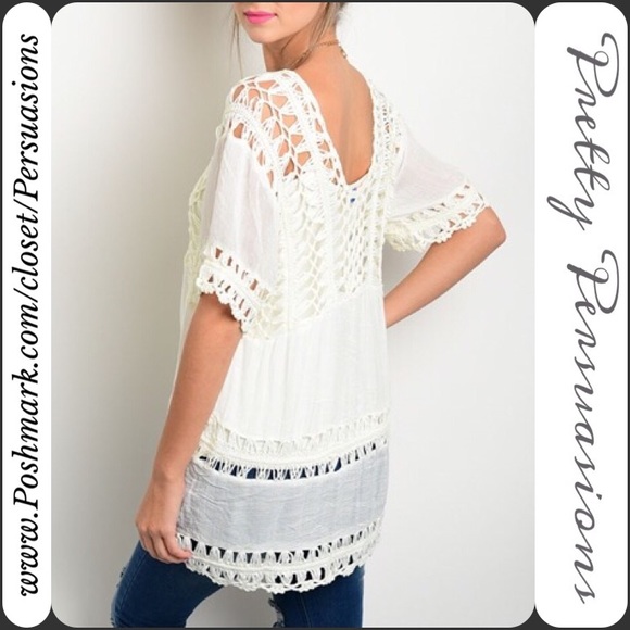 SALE ✨ NWT Ivory Boho Crochet Top - Picture 2 of 3