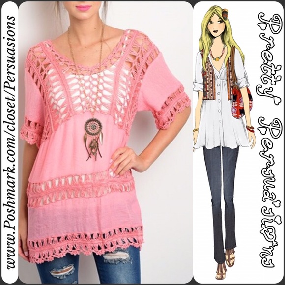 Pretty Persuasions Tops - FINAL SALE • LAST ONE ✨ NWT Pink Crochet Boho Top
