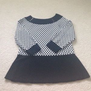 WHBM peplum sweater boat neck with button detail