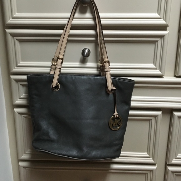 Michael Michael Kors grey and tan leather tote