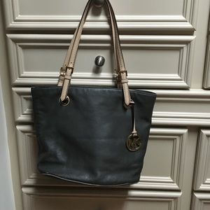 Michael Michael Kors grey and tan leather tote