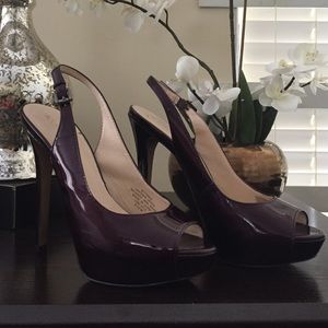 Boutique 9 patent dark purple platform pumps