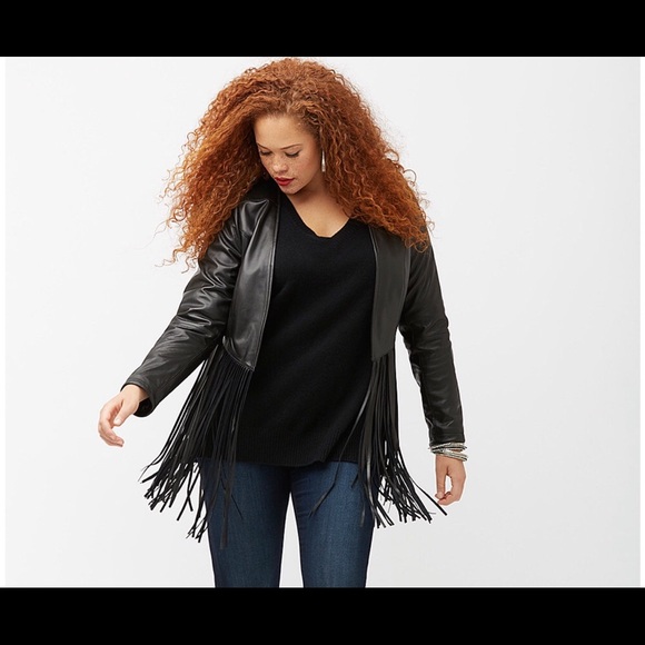 PLUS SZ AMAZING FRINGE LEATHER JACKET 18/20🎀🎉
