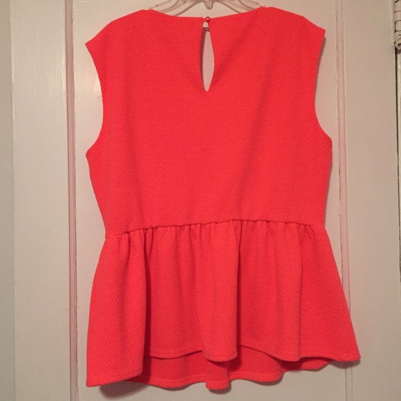 SOLD-Forever 21 Sleeveless Coral Peplum Top - Picture 3 of 3