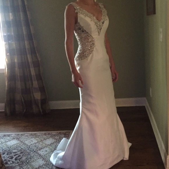 White mermaid prom dress