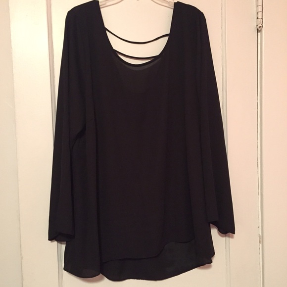 HOLD--ING Black Long Sleev Cutout Blouse - Picture 2 of 4