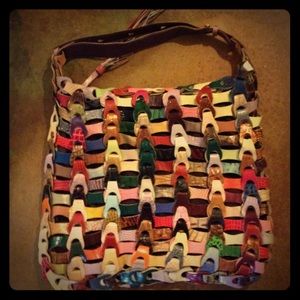 Unique leather bag.  Anthropologie.