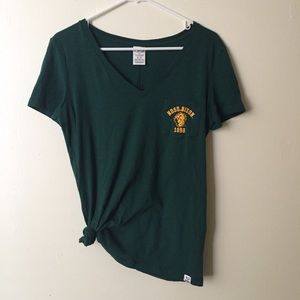 PINK Forest Green V Neck