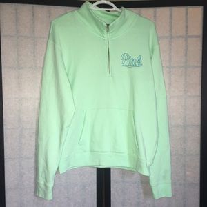 Mint green Pink partial zip with front pockets L