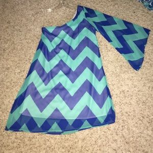 one shoulder chevron dress