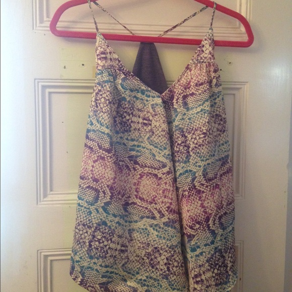 Purple and aqua snakeskin summer top