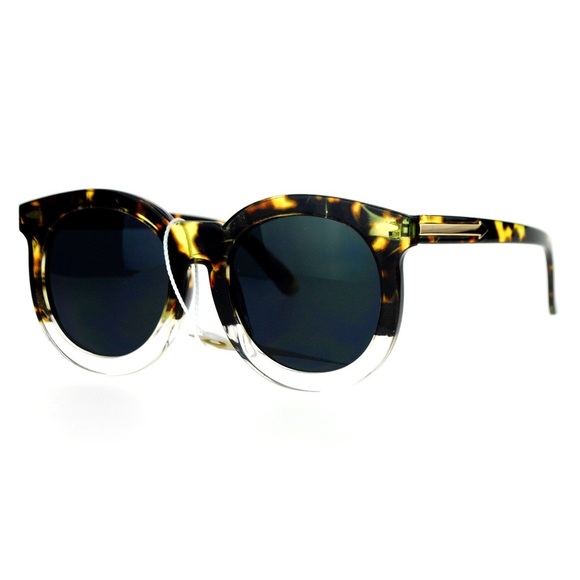 OVERSIZED RETRO ROUND SUNGLASSES (TORTOISE CLEAR)