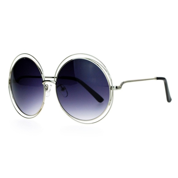 OVERSIZED ROUND BOHO METAL WIRE SUNGLASSES(SILVER)