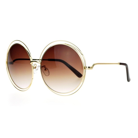 OVERSIZED ROUND BOHO METAL WIRE SUNGLASSES (GOLD)