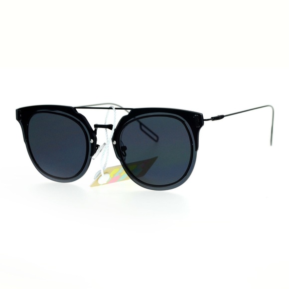 SQUARED AVIATOR FLAT LENS SUNGLASSES (BLACK)