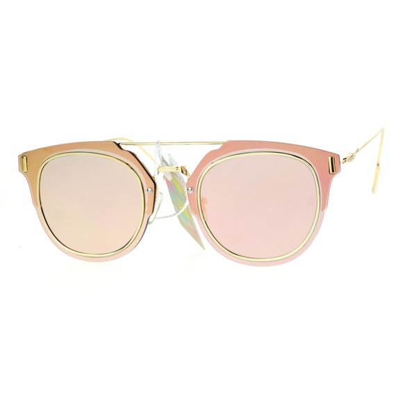 SQUARED AVIATOR FLAT LENS SUNGLASSES (PEACH/GOLD)