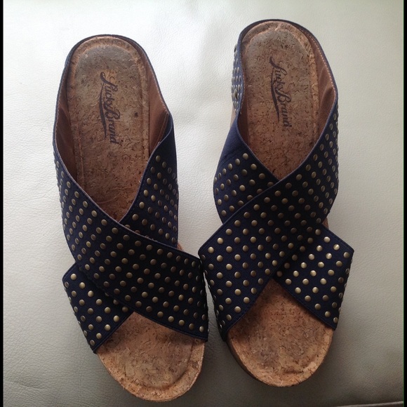 Studded Navy Blue Wedge