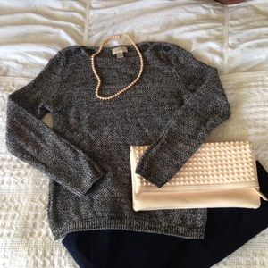 Shimmery grey button shoulder sweater