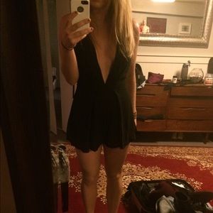 Deep V Black Romper