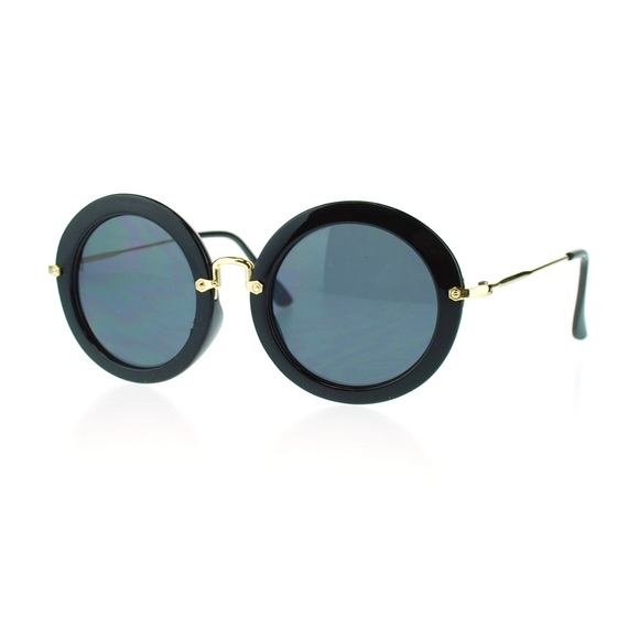 BLACK & GOLD ROUND CIRCLED SUNGLASSES