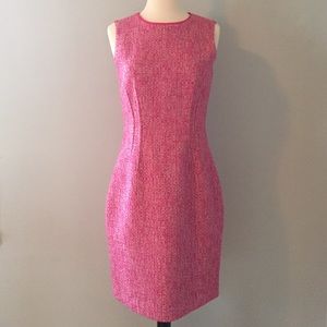T TAHARI Pink Tweed Sheath Dress