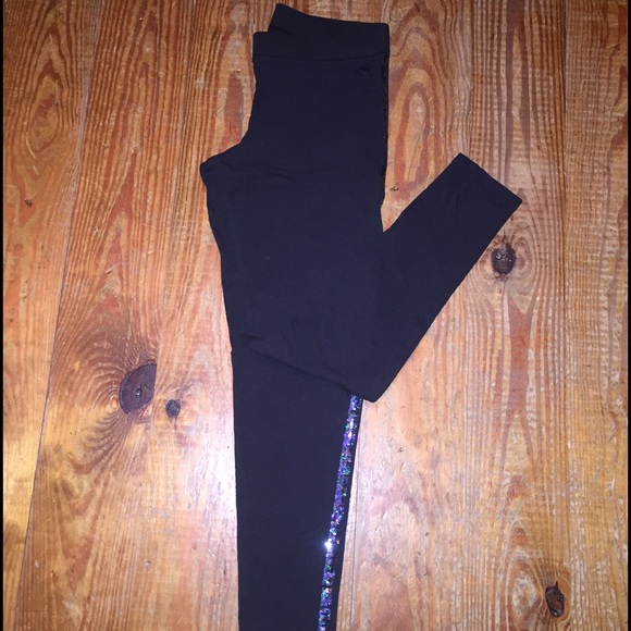 Victoria Secret Pink Sequin Side Stripe Leggings