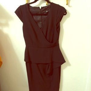 Asos black peplum ruffle dress NWOT