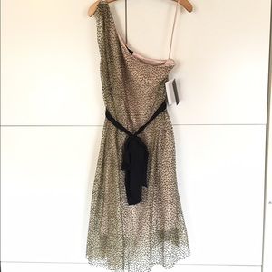 Badgley Mischka for Cache gold evening dress