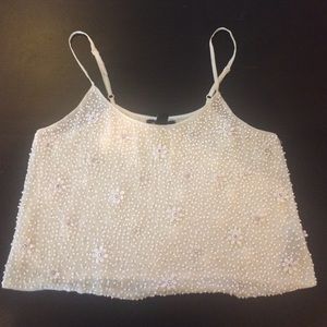 Beaded loose crop top