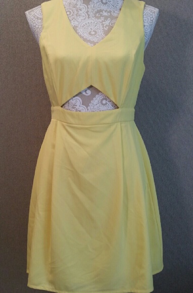 NWOT Forever21 canary yellow cut out dress