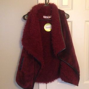Maroon fur vest