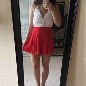 Red & White Romper