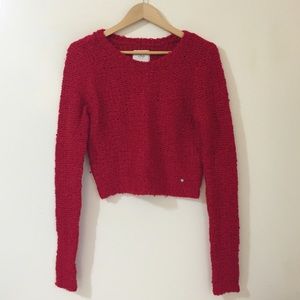 Abercrombie & Fitch red chunky knit crop top