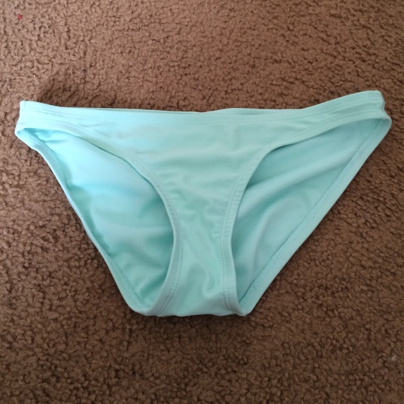 Blue ruched bikini bottoms