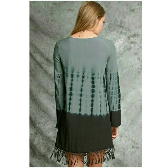 NEW TIE DYE FRINGE BOHO DRESS - Picture 2 of 3